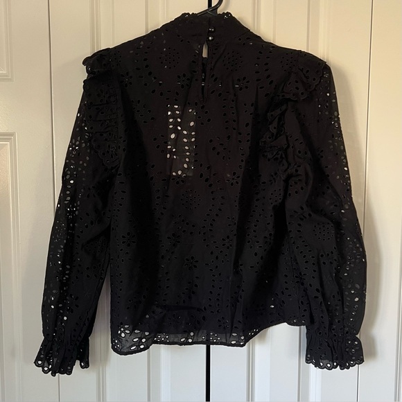 Emerson Fry Pearl Long Sleeve Blouse in Black Eyelet - Picture 7 of 8